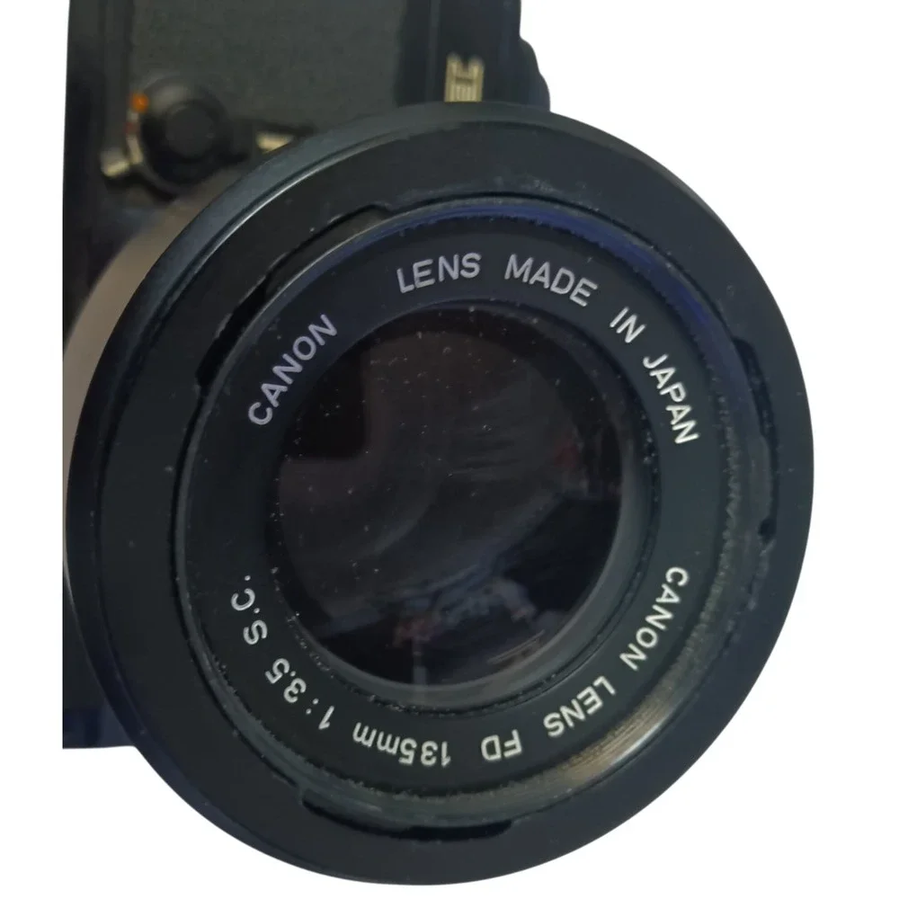 Vintage Canon EF SLR 35mm Film Camera with 135‎ mm Zoom Lens, Made in Japan